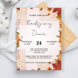 Convites Janto de Ação de Graças Boas-vindas Família Turqui