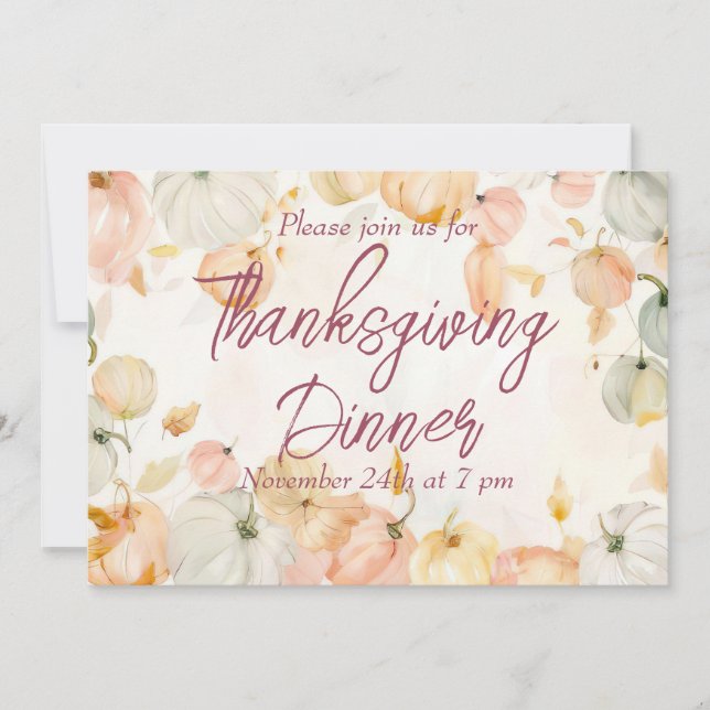 Convites Janto de Ação de Graças Chamada de Abóbora de Aqua (Frente)