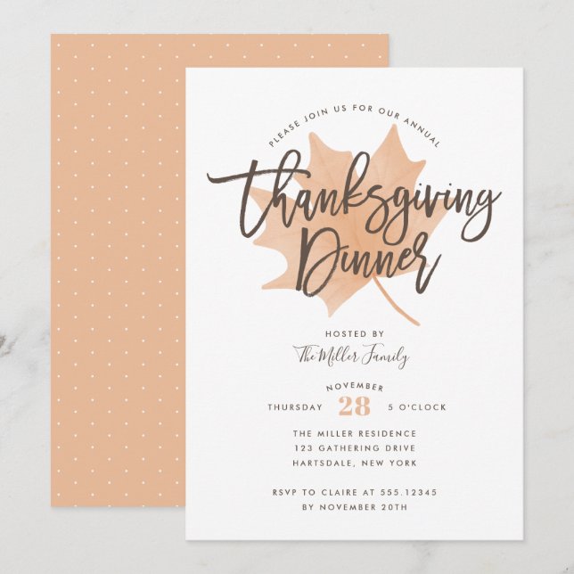 Convites Janto de Ação de Graças Chic do Autumn Leaf (Frente/Verso)