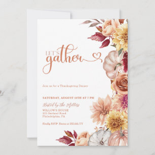 Convites Janto de Ação de Graças Convidar Bombas e Flores