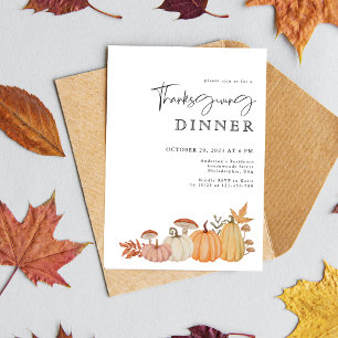 Convites Janto de Ação de Graças da Elegante Watercolor Pum