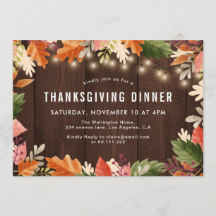 Convites Janto de ação de graças da madeira rústica