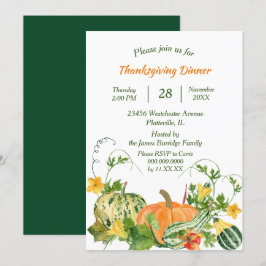 Convites Janto de Ação de Graças da Pumpkin e Squash Bounty