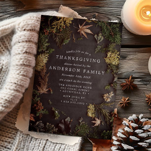 Convites Janto de Ação de Graças de Folhagem Botânica Elega