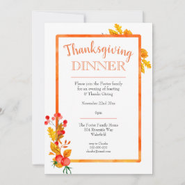 Convites Janto de Ação de Graças de Folhas e Berries