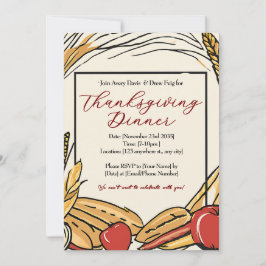 Convites Janto de Ação de Graças de Milho, Maçãs e Trigo