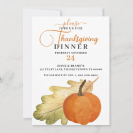 Convites Janto de Ação de Graças de Oak Leaf & Pumpkin Conv