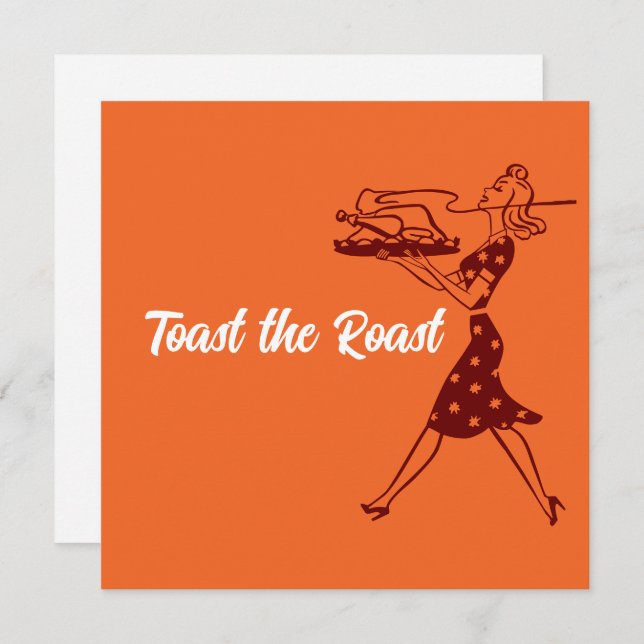 Convites Janto de Ação de Graças de Orange Retro (Frente/Verso)