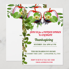 Convites Janto de Ação de Graças do Elegante White Lotus Pu