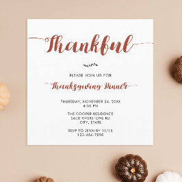 Convites Janto de Ação de Graças Elegante - Simples Script