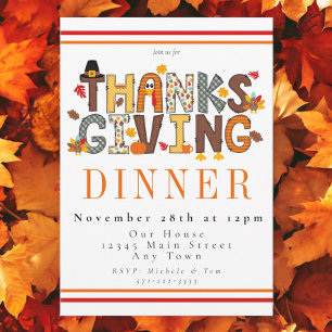 Convites Janto de Ação de Graças Festivo Turquia Folhas de