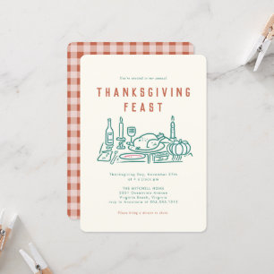 Convites Janto de Ação de Graças Ilustrado por Mão Branca