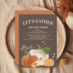 Convites Janto de Ação de Graças Laranja White Pumpkins 