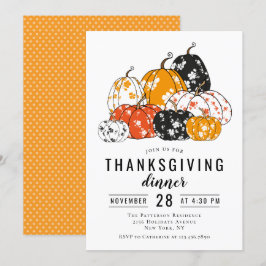 Convites Janto de Ação de Graças Moderno Floral Pumpkins