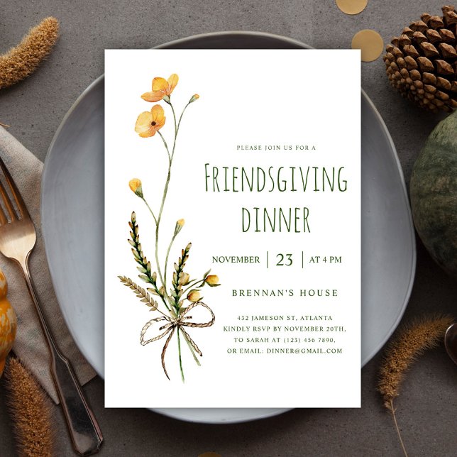 Convites Janto de Ação de Graças Moderno Único (Thanksgiving Unique Modern Friendsgiving Dinner Invitation)