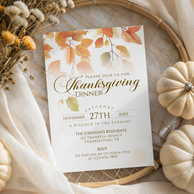 Convites Janto de Ação de Graças Russo de Folhas (Criador carregado)