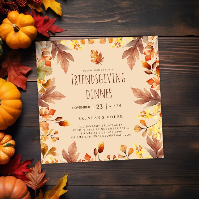 Convites Janto de Ação de Graças Russo Elegante (Elegant Cute Friendsgiving Dinner Invitation)