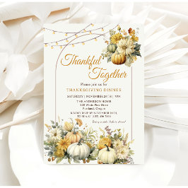 Convites Janto de Ação de Graças Rustic Pumpkin Fall Floral