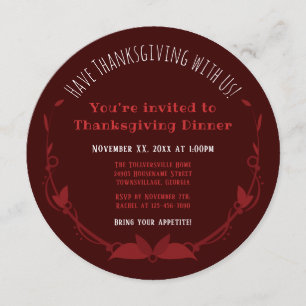 Convites Janto de Ação de Graças Sorrindo Bolo de Veludo Ve