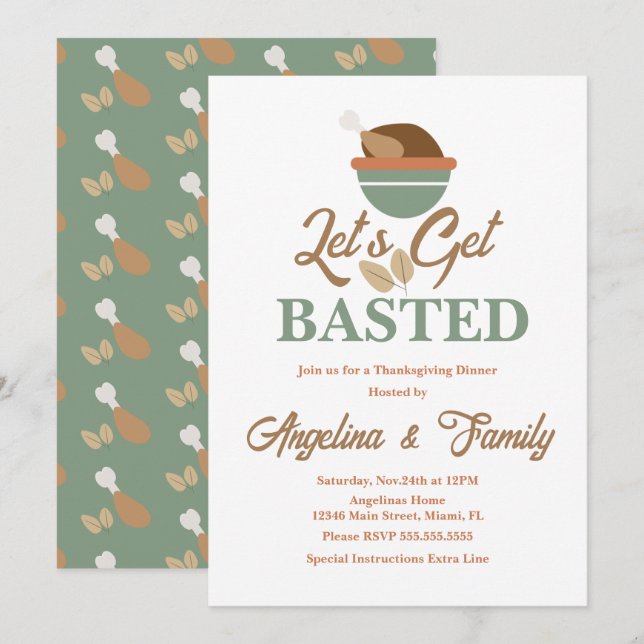 Convites Janto de Ação de Graças Vamos Tornar a Tigela Turc (Frente/Verso)