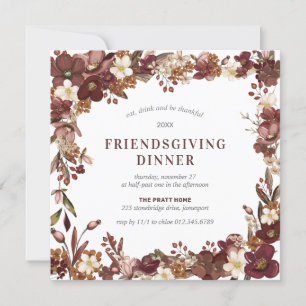 Convites Janto de Amizade Borgonha Mauve White Floral