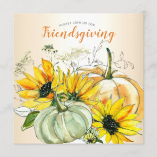 Convites Janto de Amizade Floral de Girassol com Pumpkins