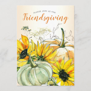 Convites Janto de Amizade Floral de Girassol com Pumpkins