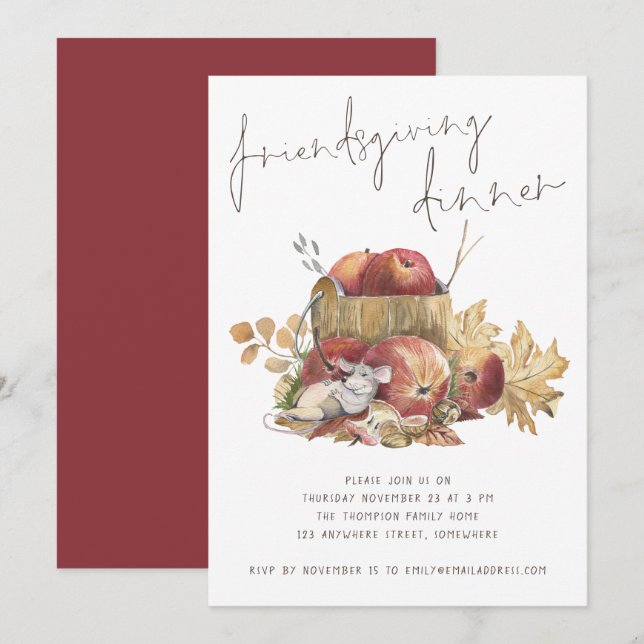 Convites Janto de Amizade Maçãs de Mouse Cute Humorístico (Frente/Verso)