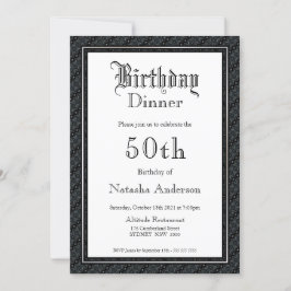 Convites Janto de aniversário 50º e preto branco elegante