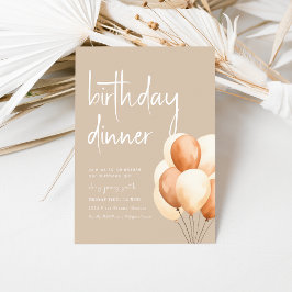 Convites Janto de aniversário bege com balões