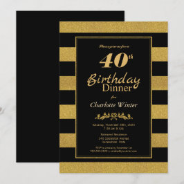 Convites Janto de aniversário de 40 anos com faixa Dourada 