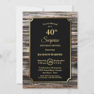 Convites Janto de aniversário de 40 anos da Rustic Wood Sur
