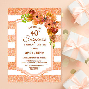 Convites Janto de aniversário de 40 anos surpresa Orange Fl