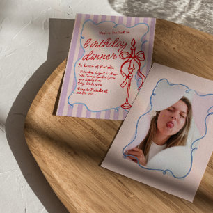 Convites Janto de Aniversário de Foto de Velas de Coquette 