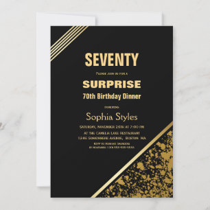 Convites Janto de aniversário do 70 de Surpresa Dourada e 