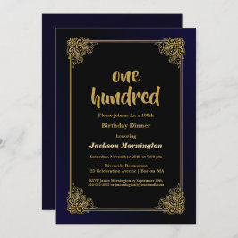 Convites Janto de aniversário do Dourado Border Black 100th