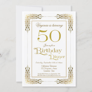 Convites Janto de aniversário do Elegant Dourado Lace 50º