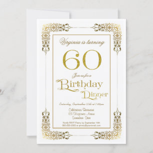 Convites Janto de aniversário do Elegant Dourado Lace 60º