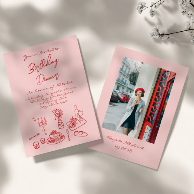 Convites Janto de Aniversário Foto de Diversão Rosa-Rosa-Ro (Criador carregado)