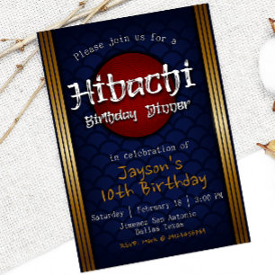 Convites Janto de aniversário Hibachi - Azul