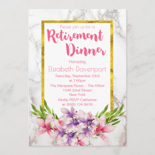 Convites Janto de aposentadoria de Magnolias Rosa e Roxo