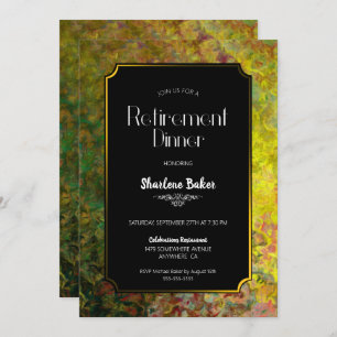 Convites Janto de aposentadoria preto e Dourado