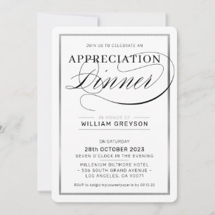 Convites JANTO DE APRECIAÇÃO DA EMPRESA prata de negócios m