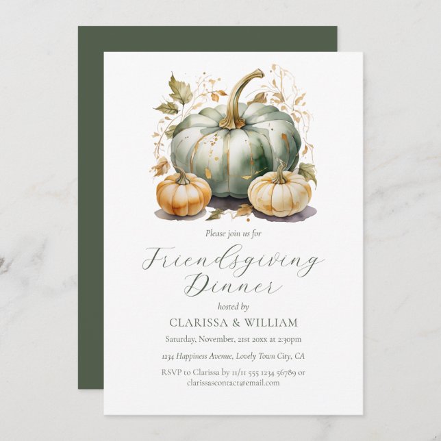 Convites Janto de Aquarela Elegante de Amizade (Frente/Verso)