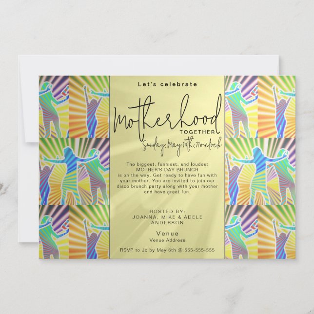 Convites janto de Dia de as mães de Script Retroativo Disco (Frente)