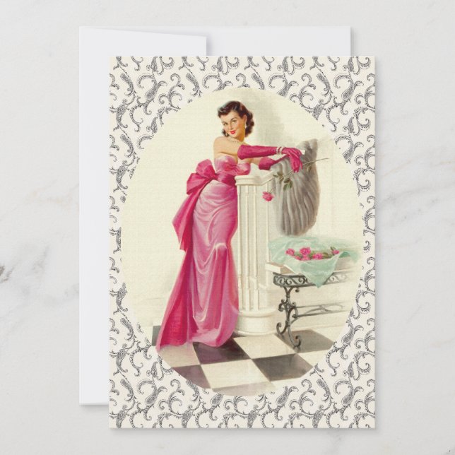 Convites Janto de Dias de os namorados retrô dos anos 50 (Frente)