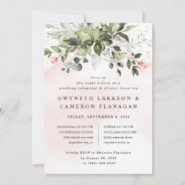 Convites Janto de Ensaio Azul Dusty, Dourado Verde,