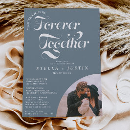 Convites janto de ensaio azul empoeirado com foto para semp