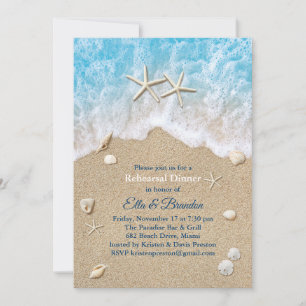 Convites Janto de Ensaio Blue Beach Waves & Starfish