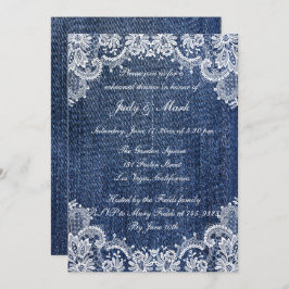 Convites Janto De Ensaio Blue Jean Denim E Lace
